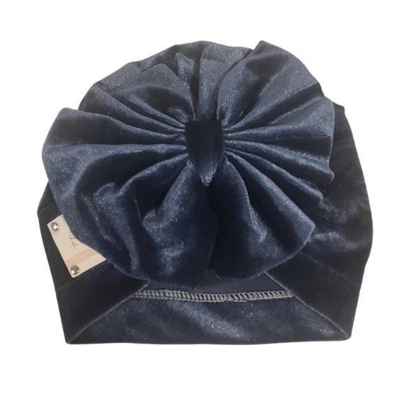 Jaya Velvet Headwrap Cap, Navy - Picture 4 of 4